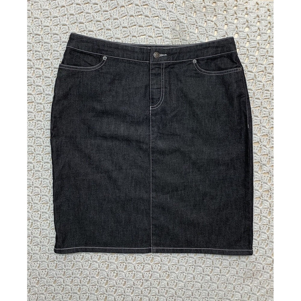 PENDLETON Mini Skirt Women Size 12 Black Denim Classic Pocket Cotton Blend 32x21